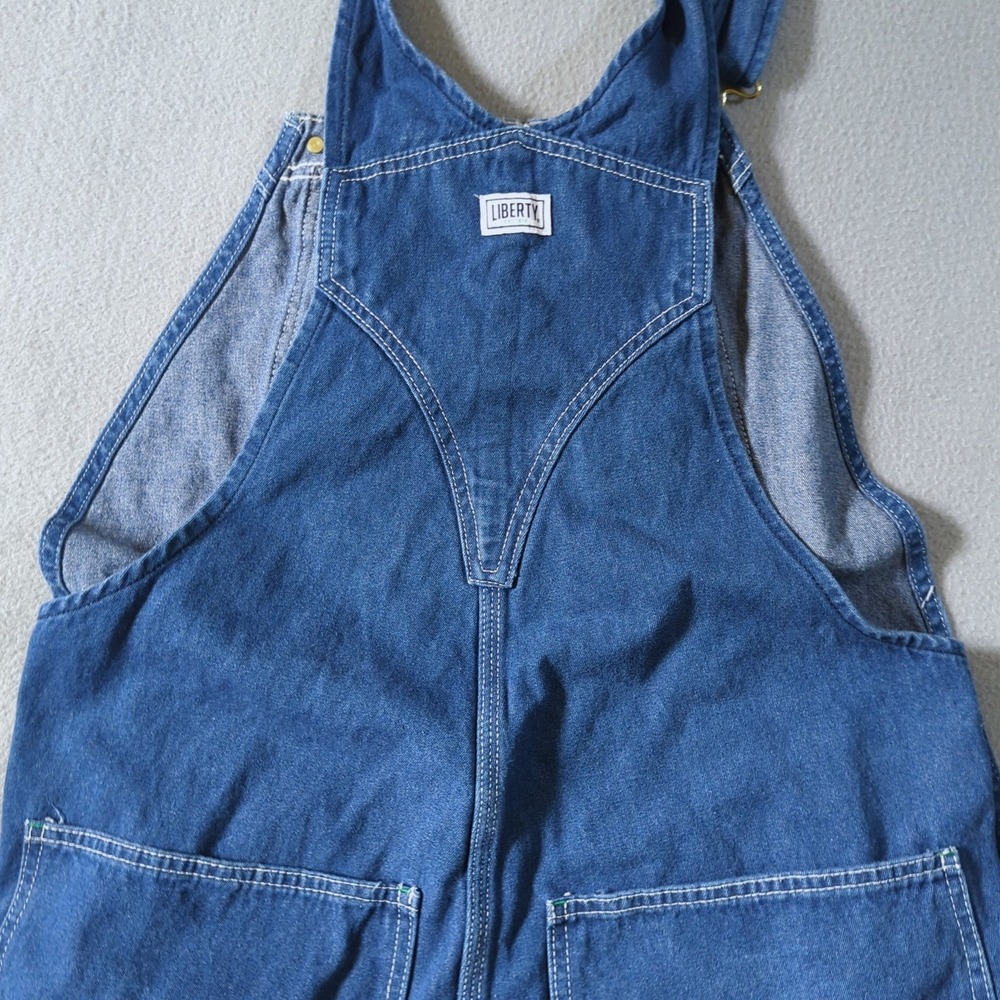 Liberty Denim Bib Overalls Mens 34x30 Blue Green Zip Pocket Workwear Utility - Picture 5 of 9